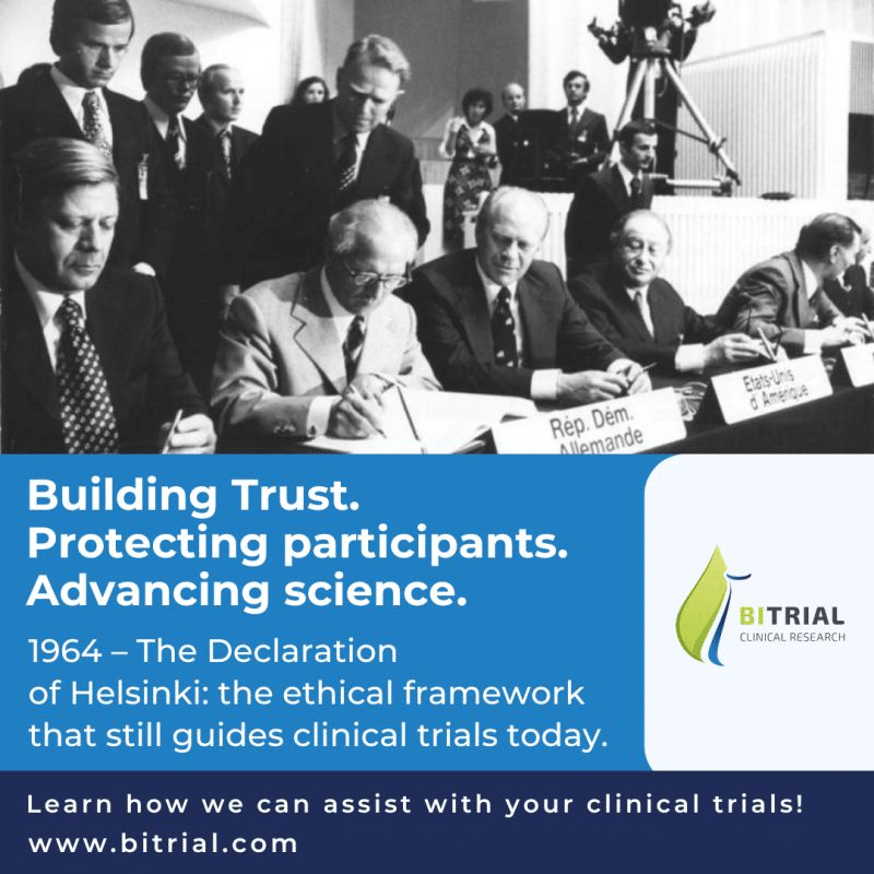 1964 - The Declaration of Helsinki - building trust, protecting participants, advancing science